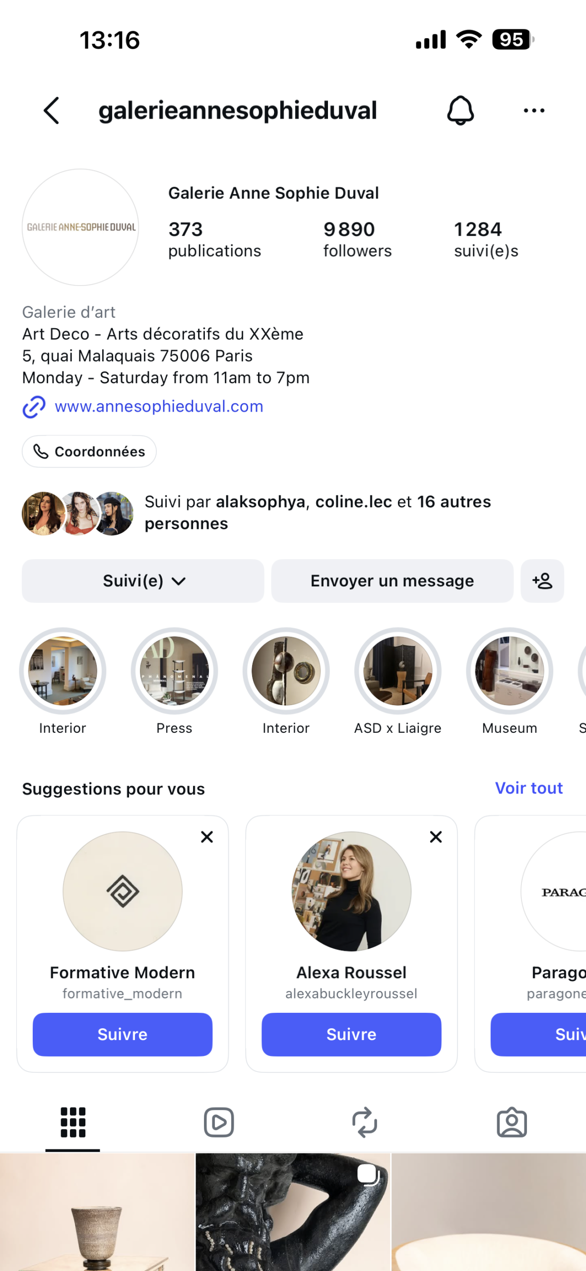 Instagram Galerie Anne Sophie Duval